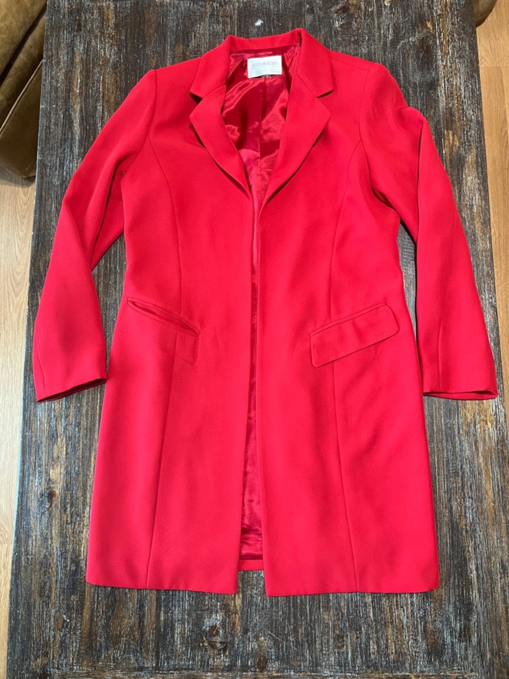 Hugo Buscati Vibrant Red Tailored Long Blazer.